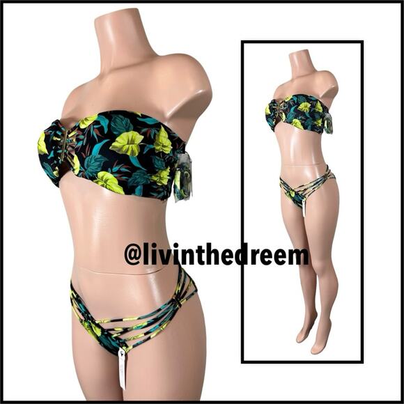 VICTORIA'S SECRET SWIM Archives Swim Bandeau Bikini Top XL & Bottoms M $120 - Picture 6 of 16